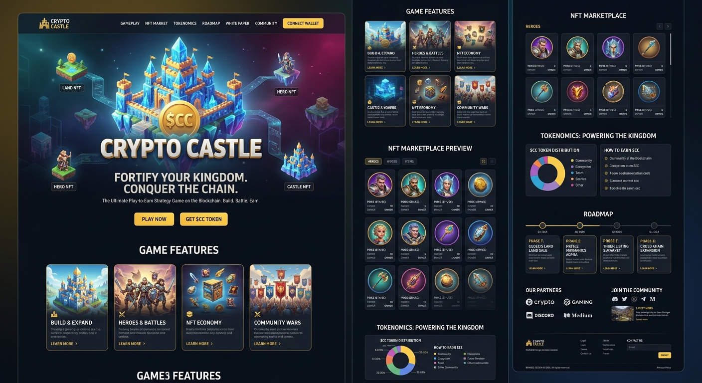 CryptoCastle game landing page design by Brands Design