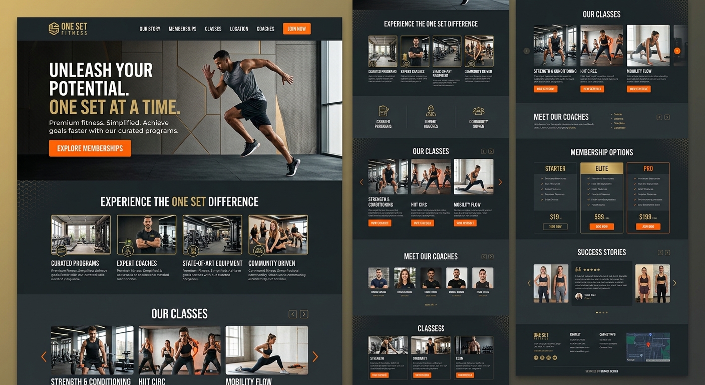 One Set Fitness gym website design by Brands Design