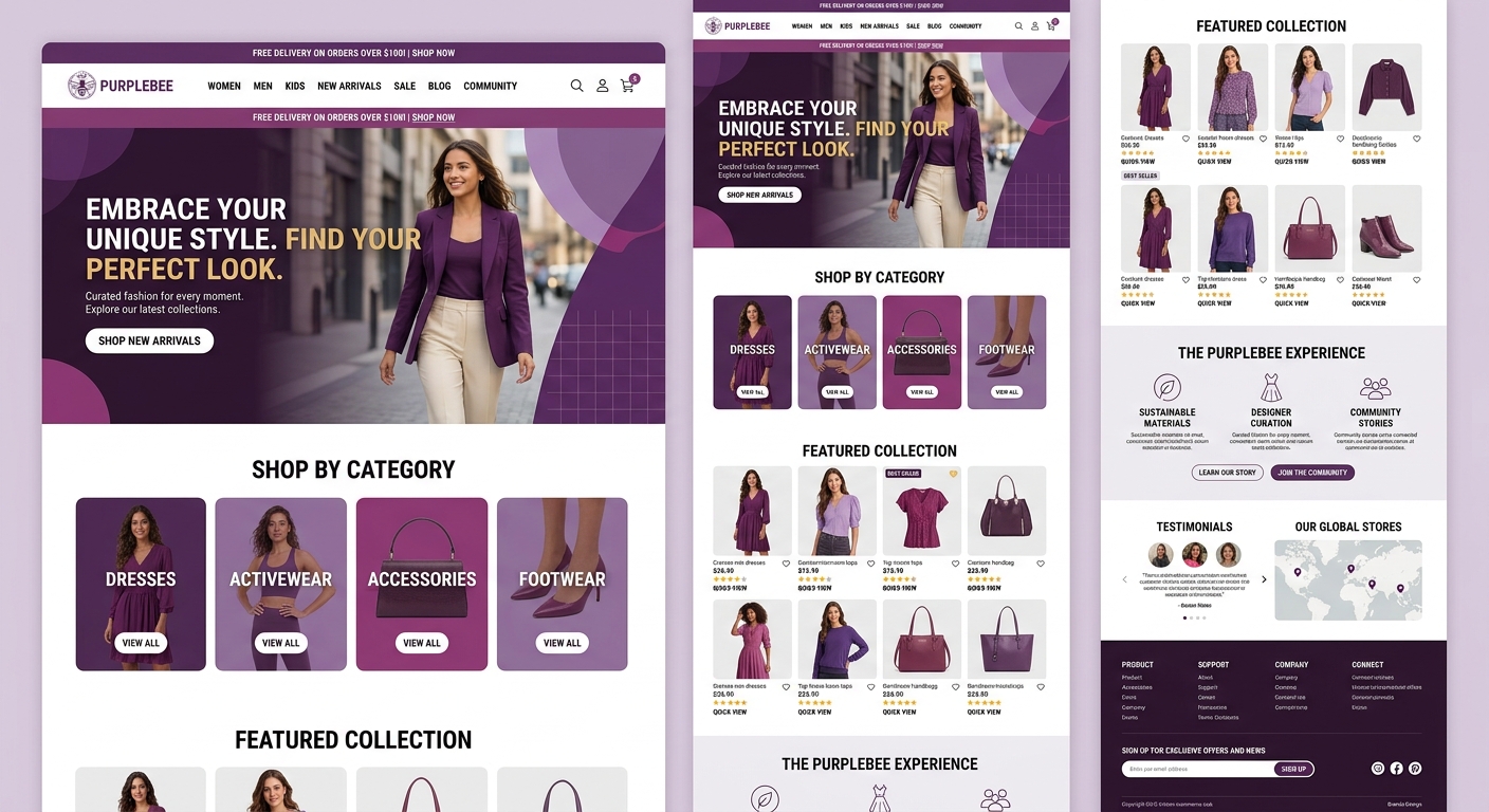 PurpleBee fashion ecommerce website design by Brands Design